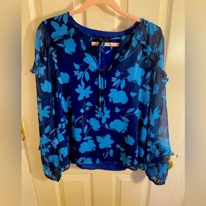 Sugar Lips Aria Blouse Blue Boutique Floral